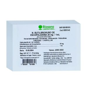 N BUTILBROMURO ESCOPOLAMINA  20MG/ML X 5 AMP